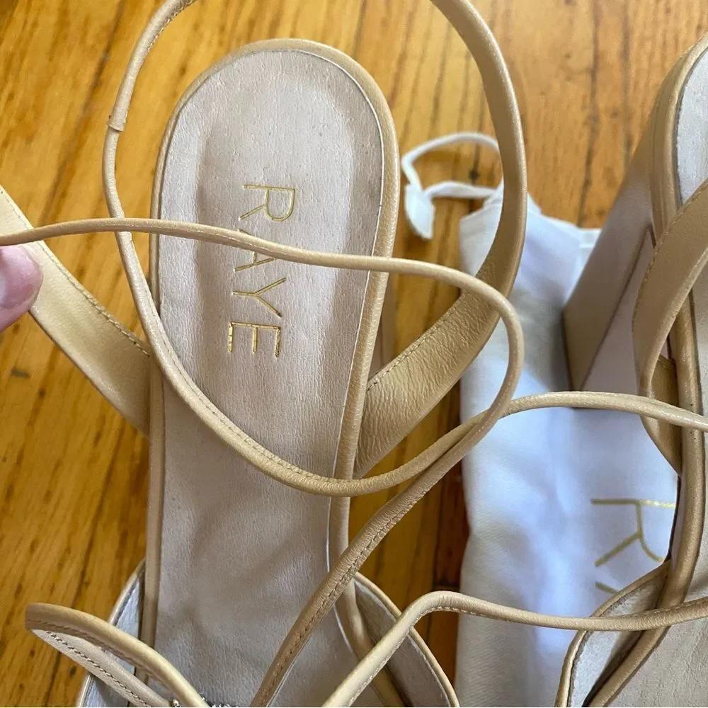 RAYE Dot Nude Platform Shoes high heels lace up tassels Revolve Sz 10